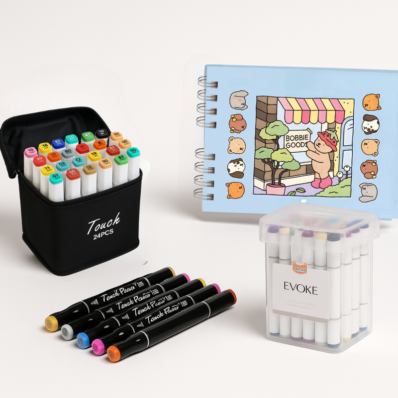 Kit Livro Colorir Bobbie Goods (Azul) + 24 Canetas 