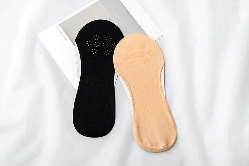 Socks women's Cotton Invisible Summer Thin Breathable Soft Silicone Non-Slip Fashion For High Heels Boat Socks Sole Socks 5 Pair